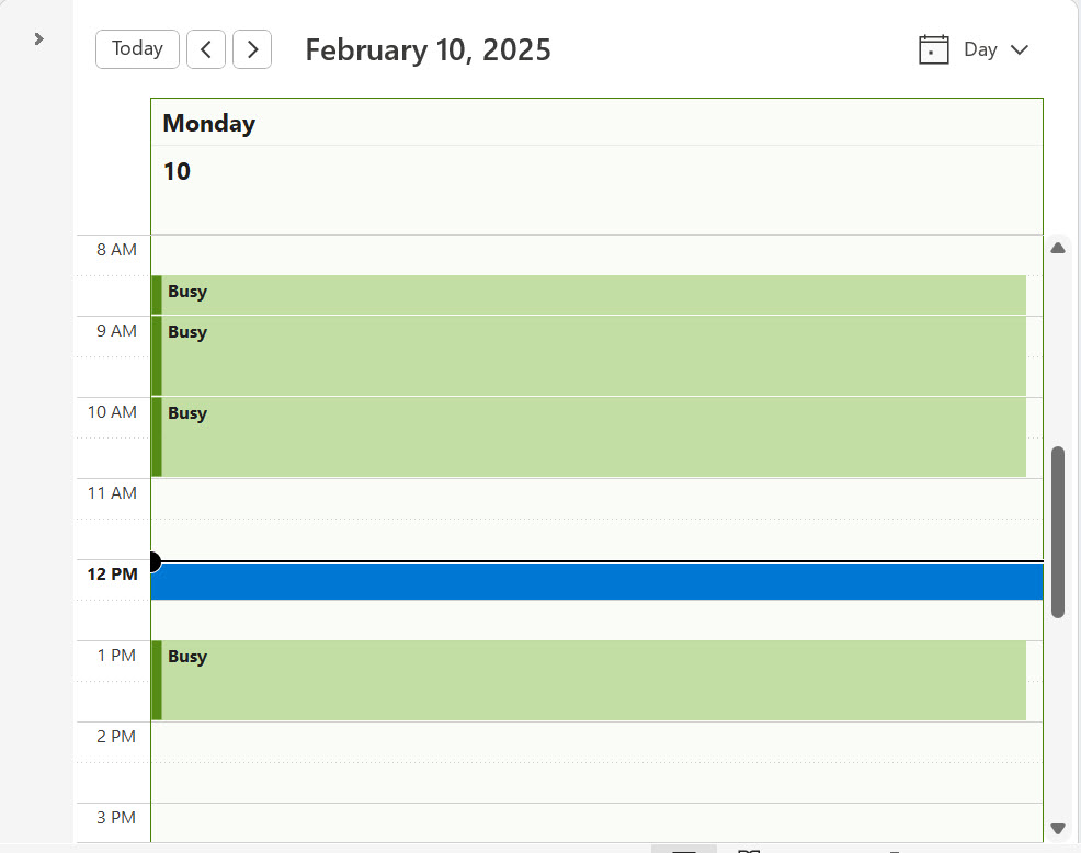 Windows Client Shared Calendar Display