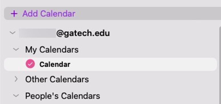 Add Calendar Selection Mac OS