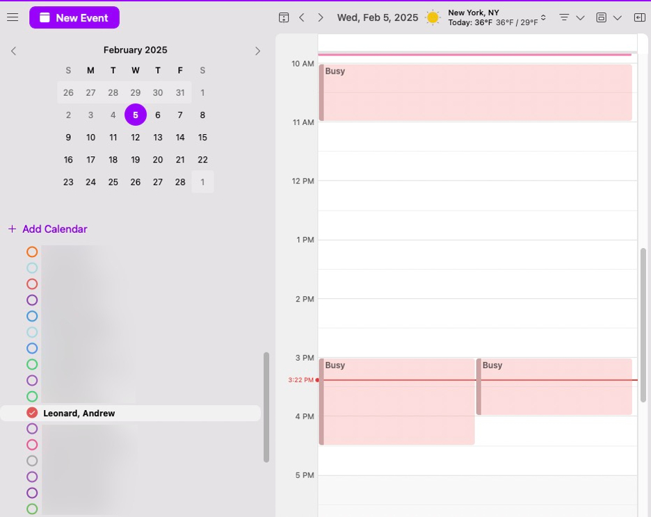 Calendar View Mac OS